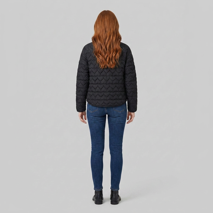 Veste Matelassée Femme Légère Motif Coeur Boutonnée
