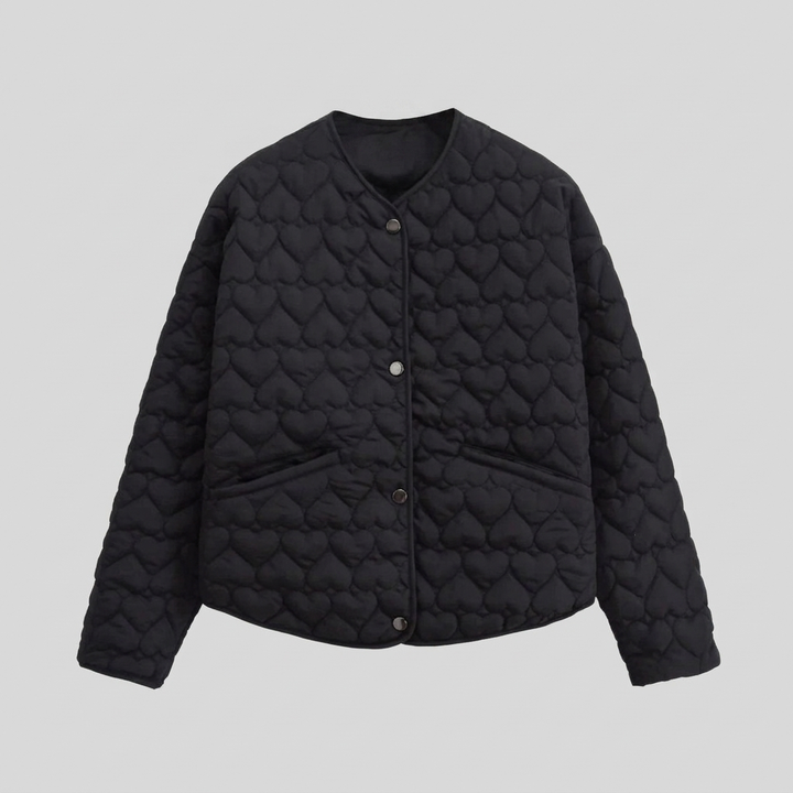 Veste Matelassée Femme Légère Motif Coeur Boutonnée