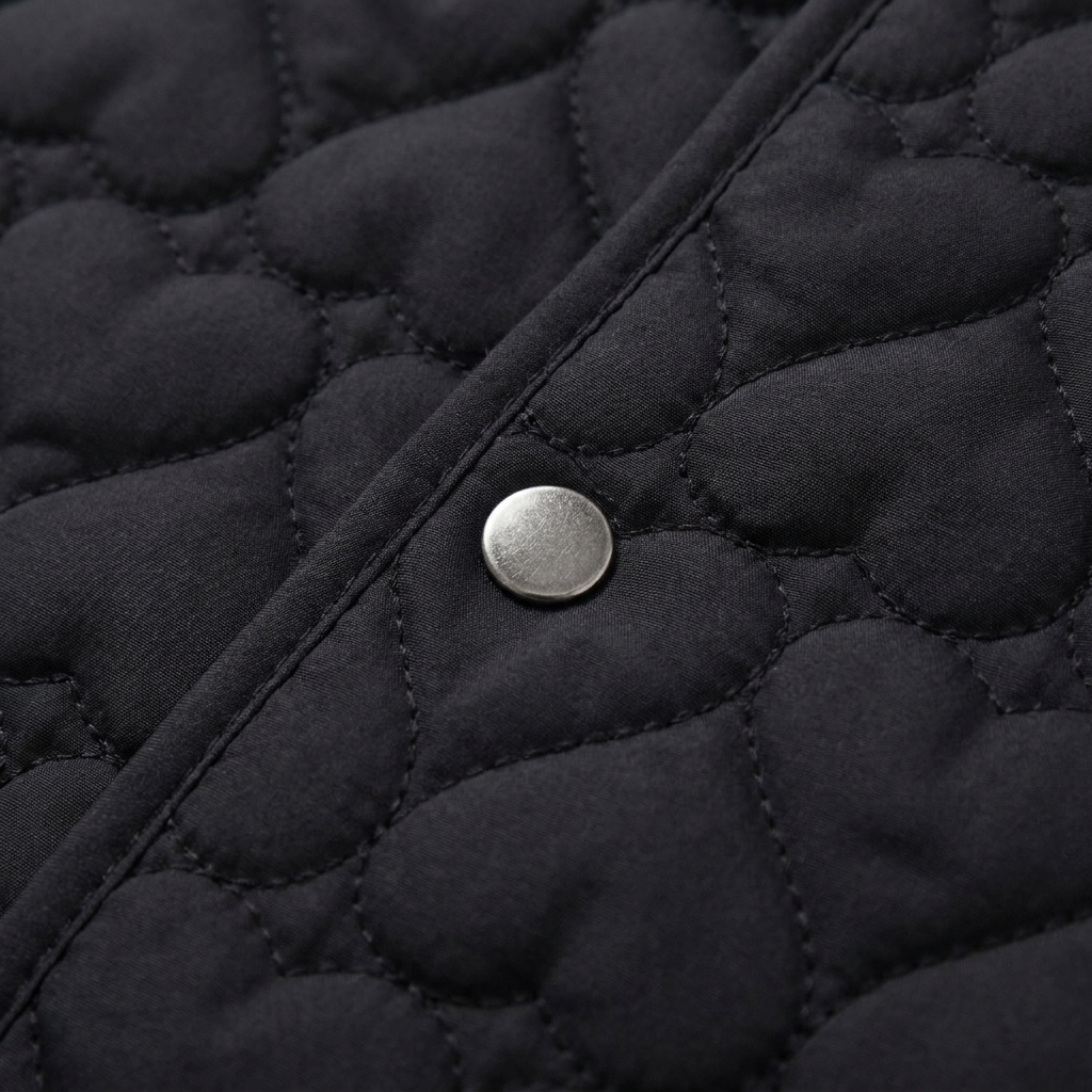Veste Matelassée Femme Légère Motif Coeur Boutonnée