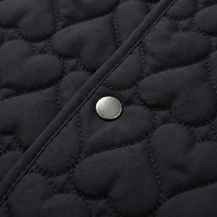 Veste Matelassée Femme Légère Motif Coeur Boutonnée