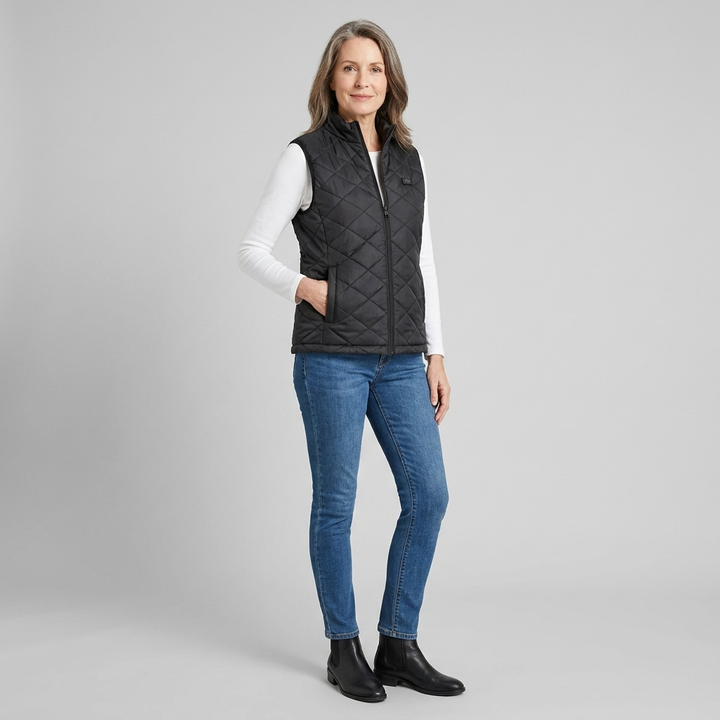 Gilet Chauffant Femme USB Col Montant Zippé