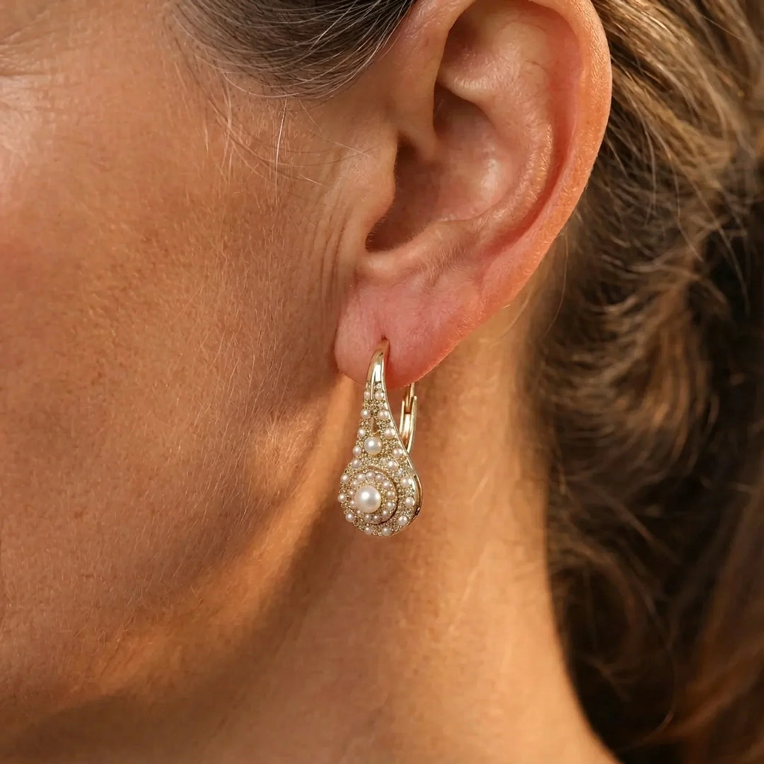 Boucles d’Oreilles Pendantes Dorées avec Turquoise