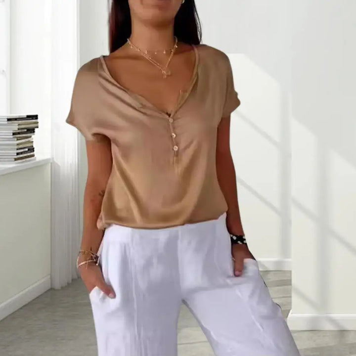 Annabelle | Blouse à manches courtes à boutons pour femmes