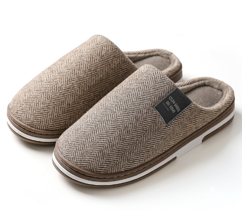 Chaussons Homme Chauds Doublés en Peluche à Semelle Antidérapante