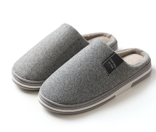 Chaussons Homme Chauds Doublés en Peluche à Semelle Antidérapante
