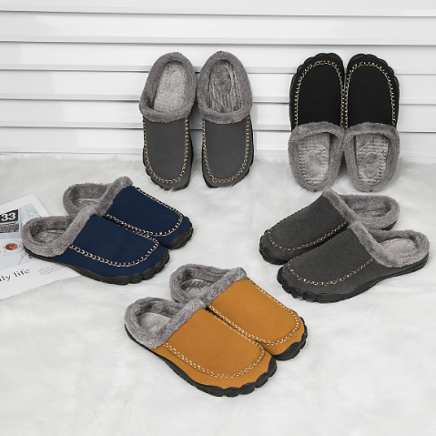 Chaussons Homme Chauds Doublés en Peluche