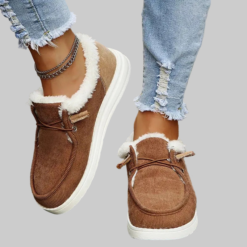Chaussures d'Hiver Femme à Enfiler avec Doublure en Peluche et Semelle Antidérapante