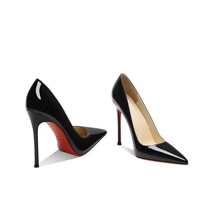 Escarpins Femme Cuir Verni Talon Aiguille Semelle Rouge