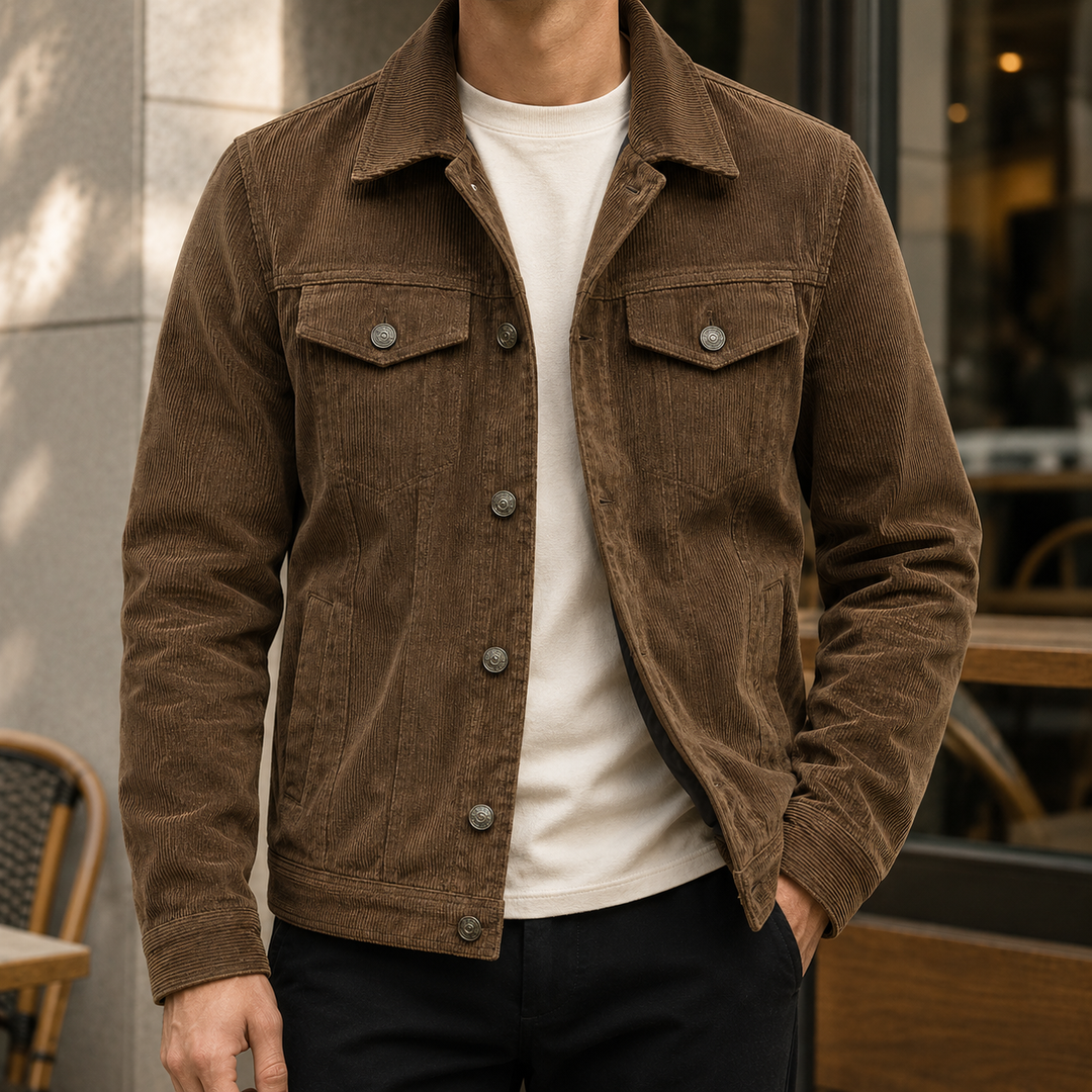 Veste Trucker Homme Velours Côtelé Boutonnée