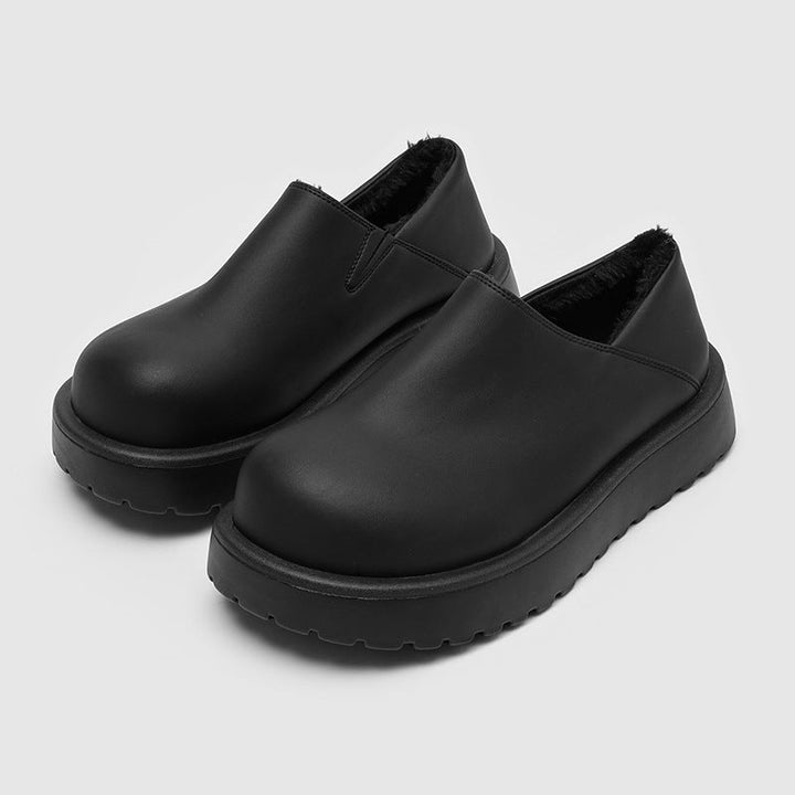 Mocassins Homme en Daim à Enfiler avec Doublure Fausse Fourrure et Semelle Épaisse