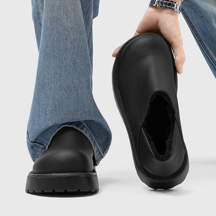 Mocassins Homme en Daim à Enfiler avec Doublure Fausse Fourrure et Semelle Épaisse