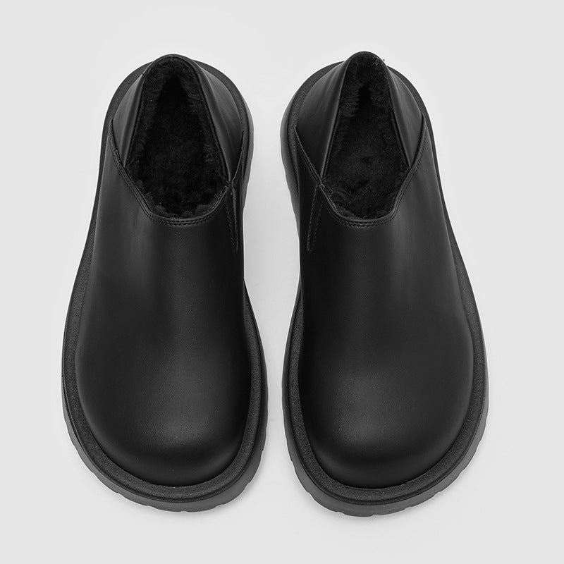 Mocassins Homme en Daim à Enfiler avec Doublure Fausse Fourrure et Semelle Épaisse
