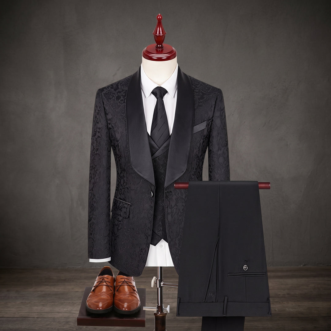 Costume 3 Pièces Homme Classique Veste Gilet Pantalon