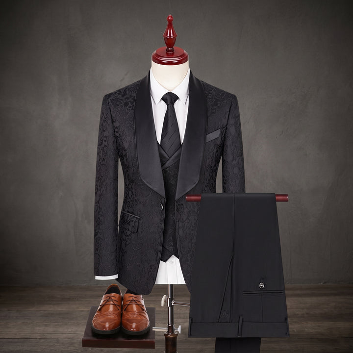 Costume 3 Pièces Homme Classique Veste Gilet Pantalon