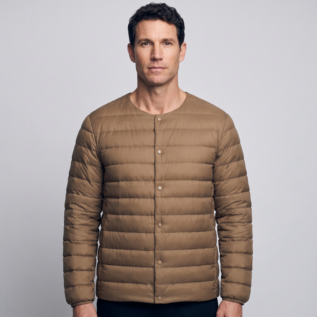 Doudoune Légère Homme Col Convertible Boutons Pression