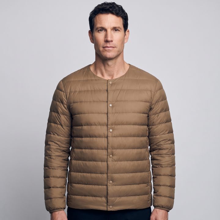 Doudoune Légère Homme Col Convertible Boutons Pression