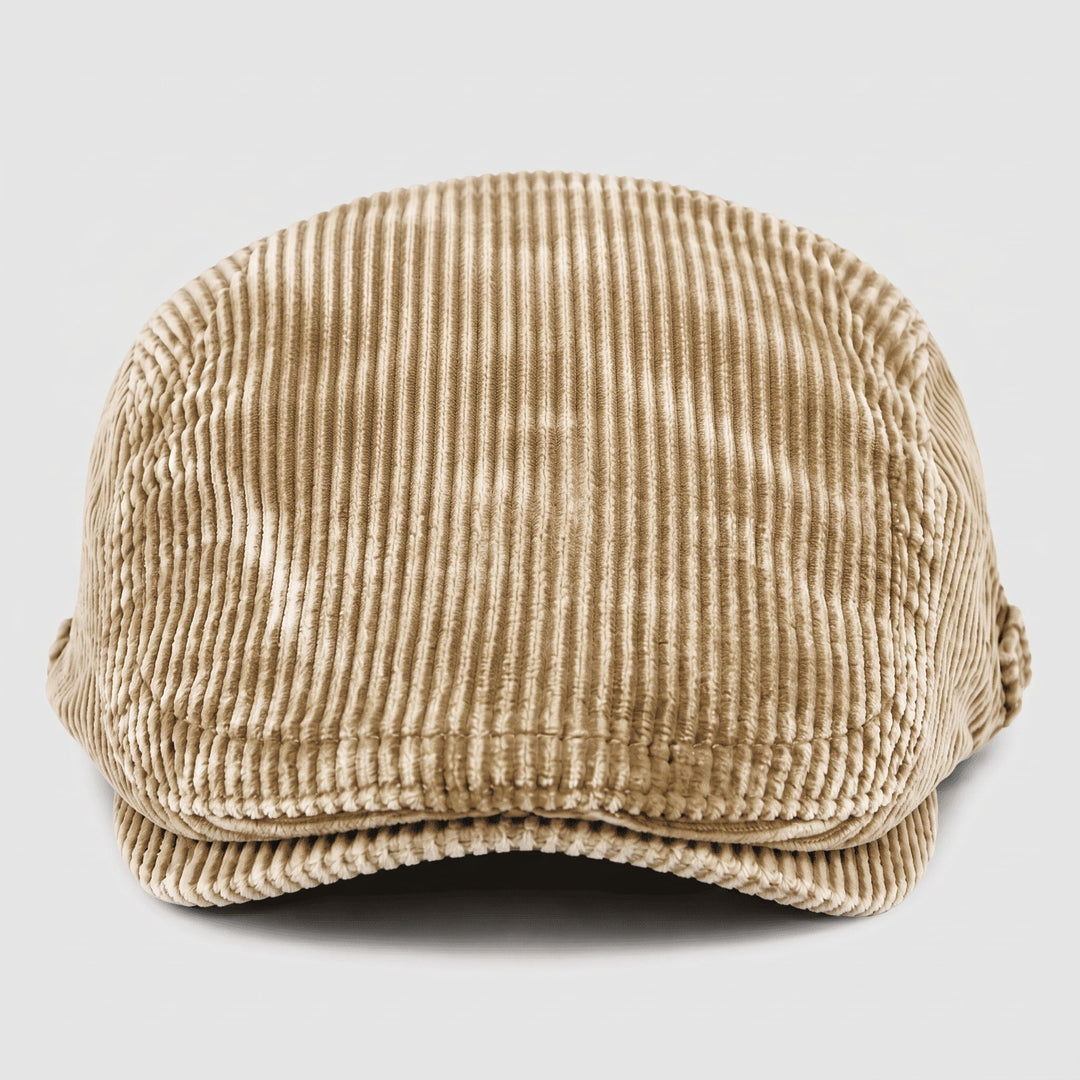 Casquette Plate Homme en Velours Côtelé avec Sangle Ajustable et Visière Courte