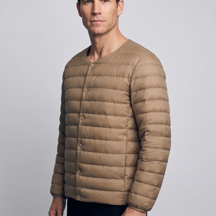 Doudoune Légère Homme Col Convertible Boutons Pression