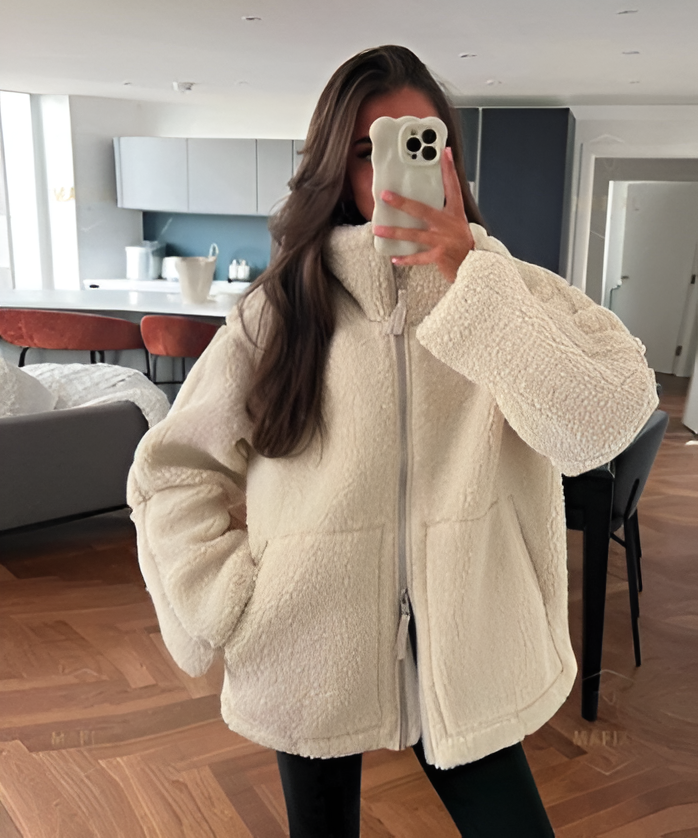Veste Teddy Femme en Laine – Coupe Ample