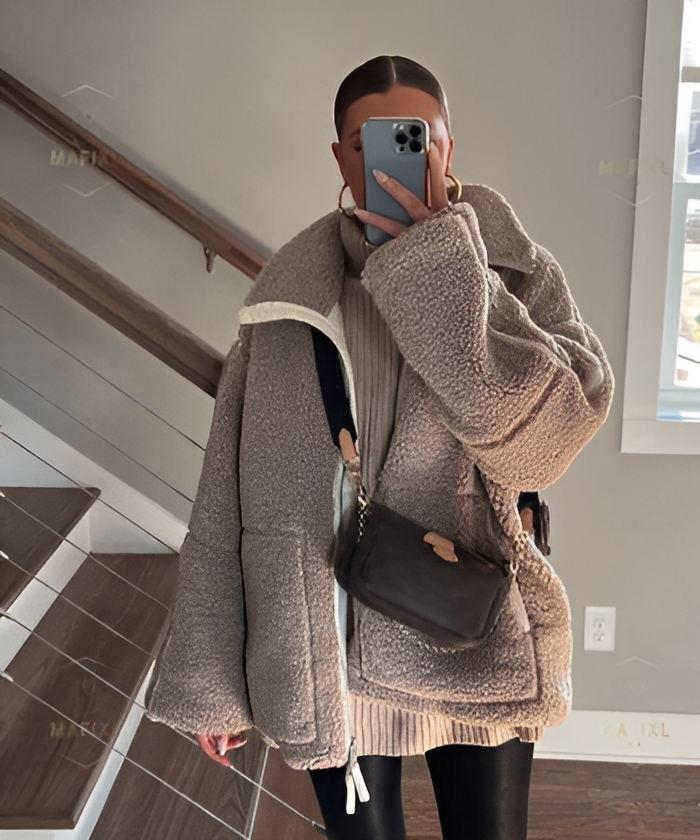 Veste Teddy Femme en Laine – Coupe Ample