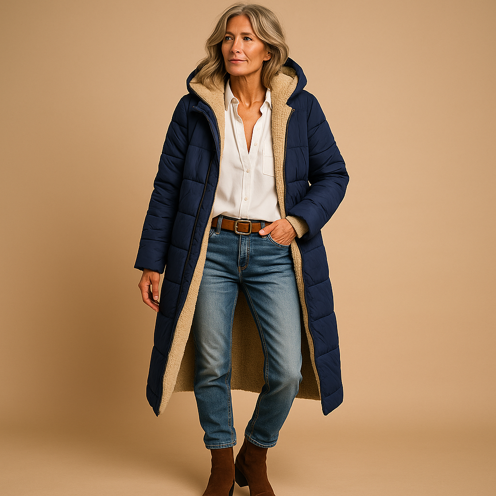 Manteau Long Femme Matelassé à Capuche pour l’Hiver