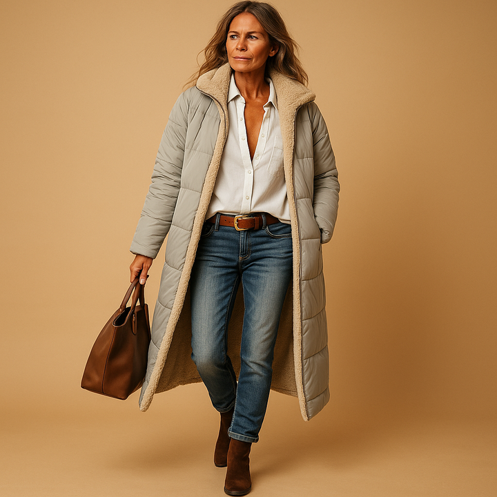 Manteau Long Femme Matelassé à Capuche pour l’Hiver