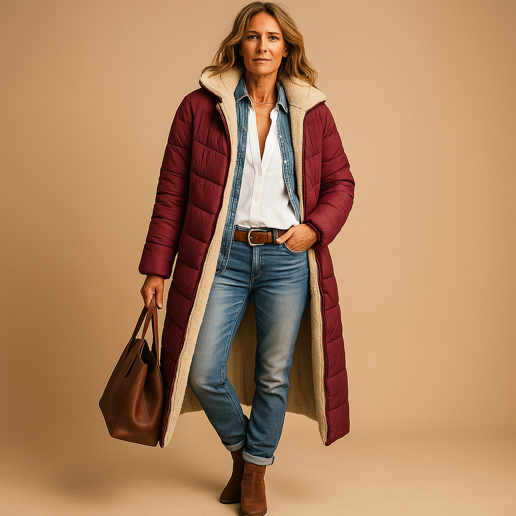 Manteau Long Femme Matelassé à Capuche pour l’Hiver