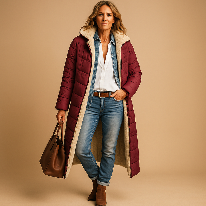 Manteau Long Femme Matelassé à Capuche pour l’Hiver
