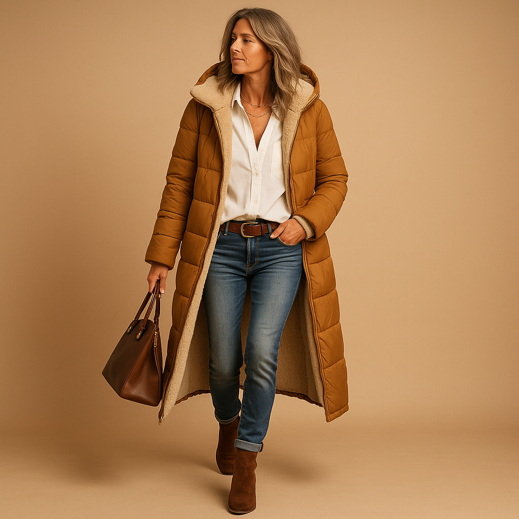 Manteau Long Femme Matelassé à Capuche pour l’Hiver