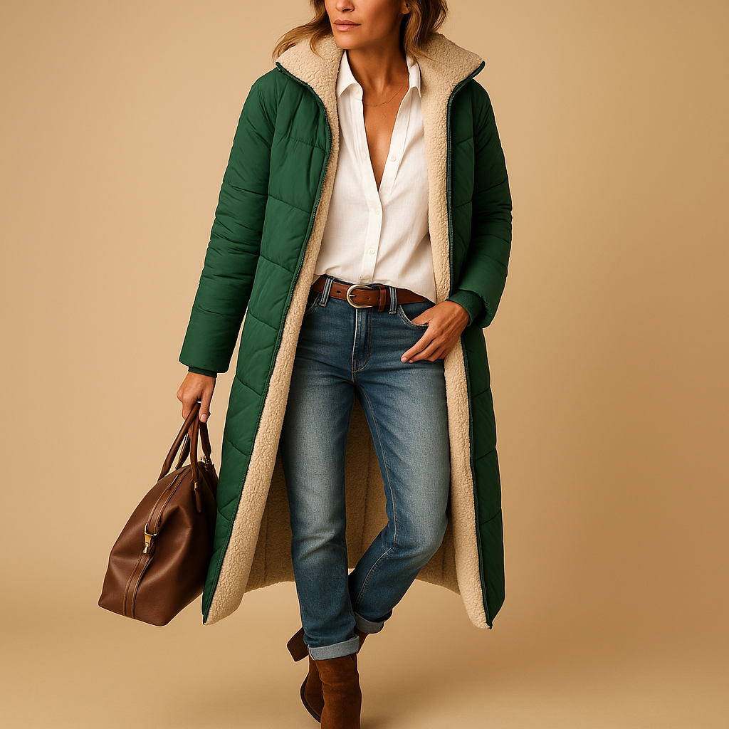 Manteau Long Femme Matelassé à Capuche pour l’Hiver
