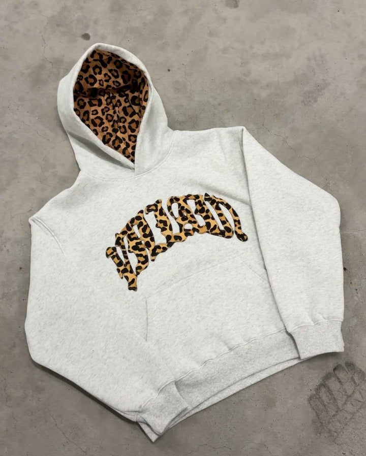 Sweat à Capuche Femme Motif Léopard Poche Kangourou