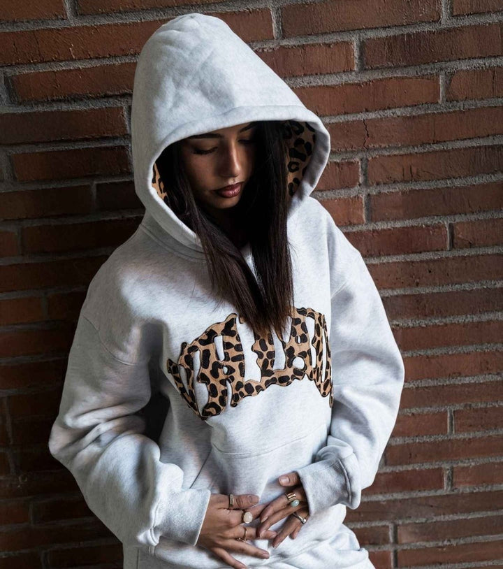 Sweat à Capuche Décontracté pour Femme avec Motif Léopard et Poche Kangourou