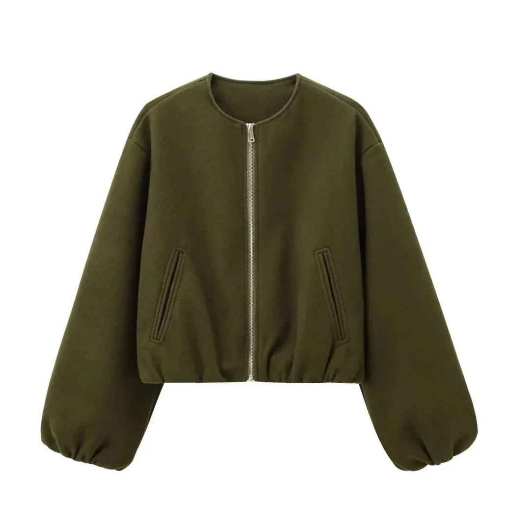 Blouson Femme Léger Zippé Col Ras Manches Longues