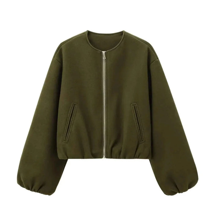 Blouson Femme Léger Zippé Col Ras Manches Longues
