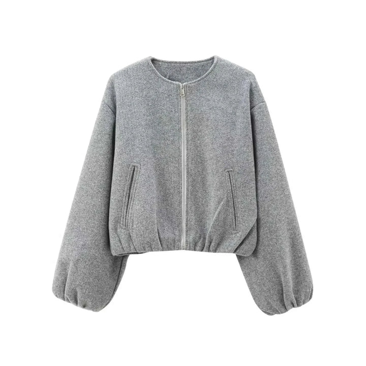 Blouson Bomber Léger pour Femme à Fermeture Zip et Col Ras du Cou