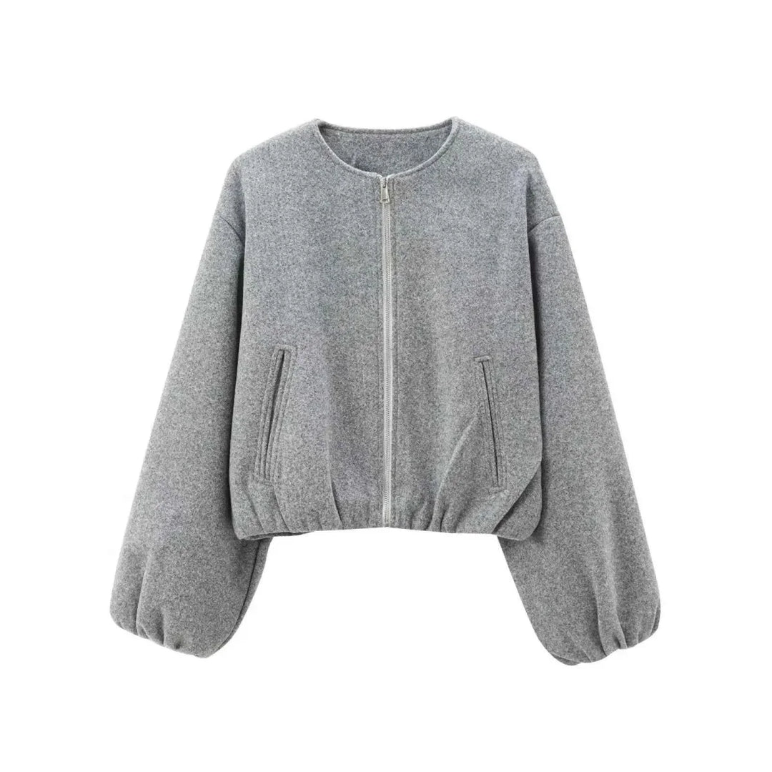 Blouson Femme Léger Zippé Col Ras Manches Longues
