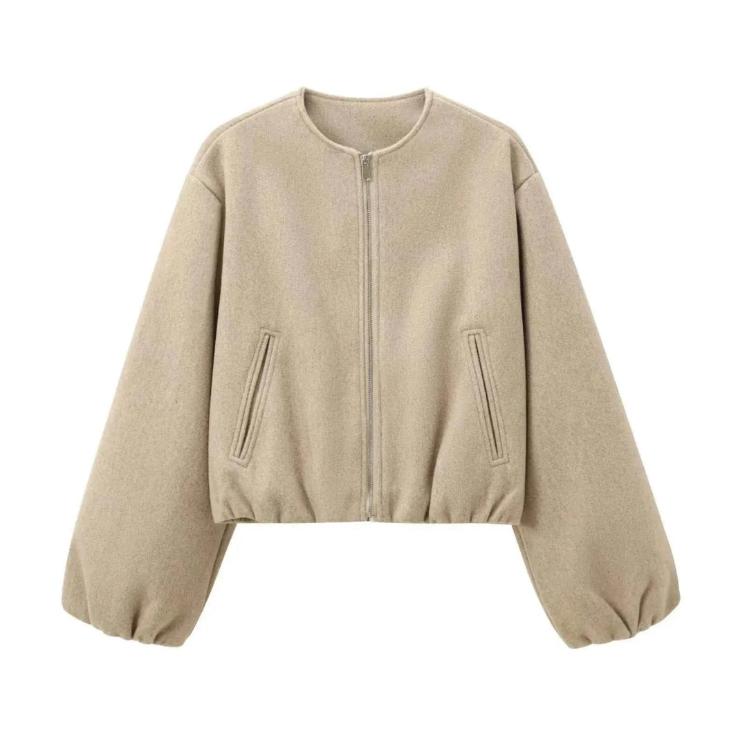 Blouson Bomber Léger pour Femme à Fermeture Zip et Col Ras du Cou