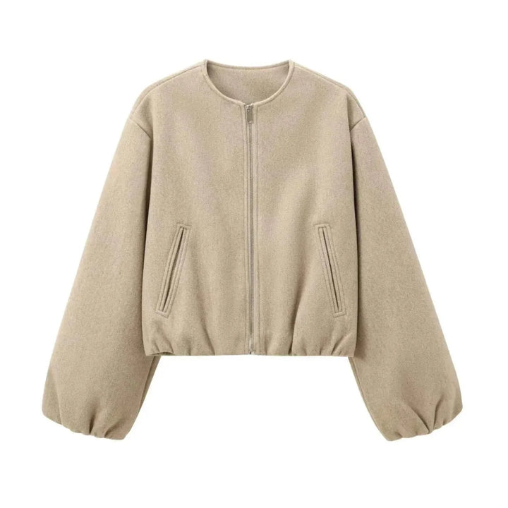 Blouson Femme Léger Zippé Col Ras Manches Longues