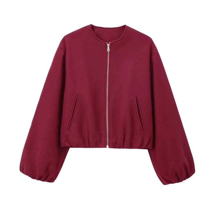 Blouson Bomber Léger pour Femme à Fermeture Zip et Col Ras du Cou