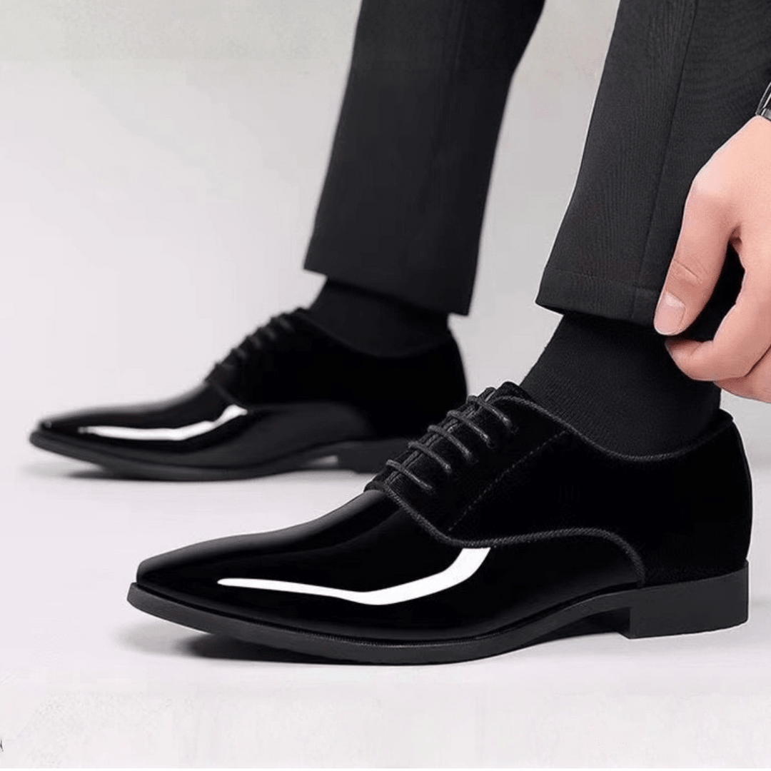 Chaussures Oxford Homme en Velours avec Bout en Cuir Verni et Lacets