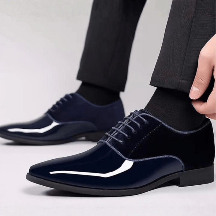 Chaussures Oxford Homme en Velours avec Bout en Cuir Verni et Lacets