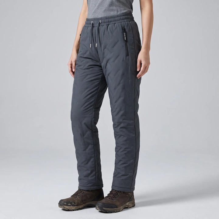 Pantalon d'Hiver Femme Doublé Polaire Matelassé Taille Cordon