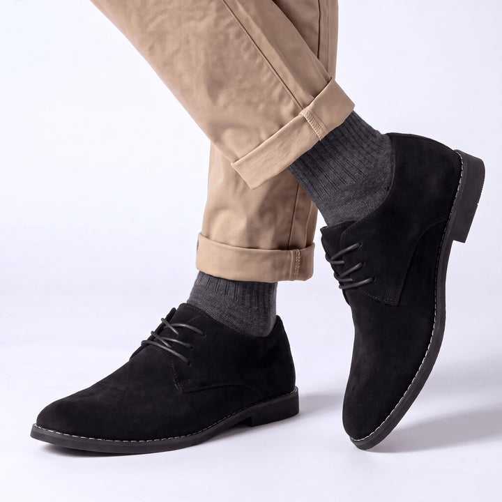 Chaussures Derby Homme en Daim avec Lacets et Semelle en Cuir