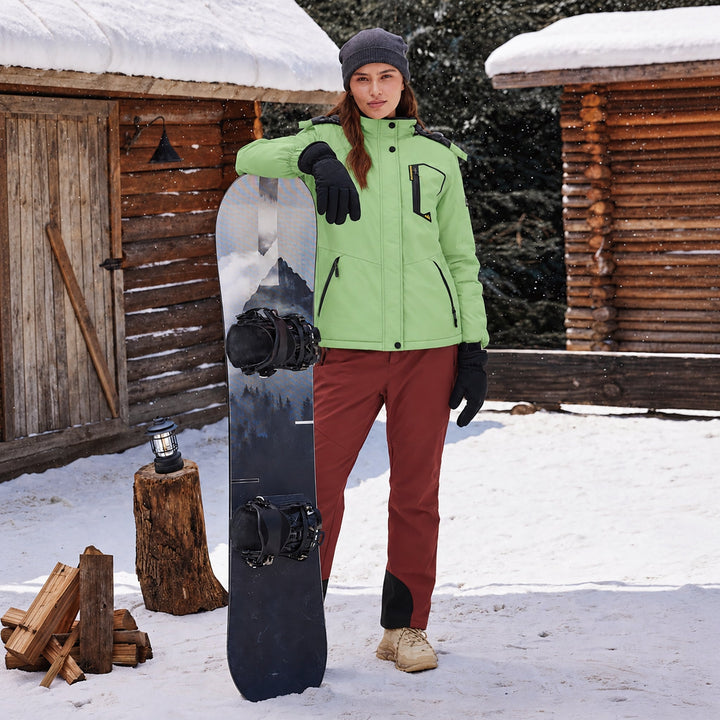 Veste de Ski Femme Imperméable Doublée Polaire à Capuche