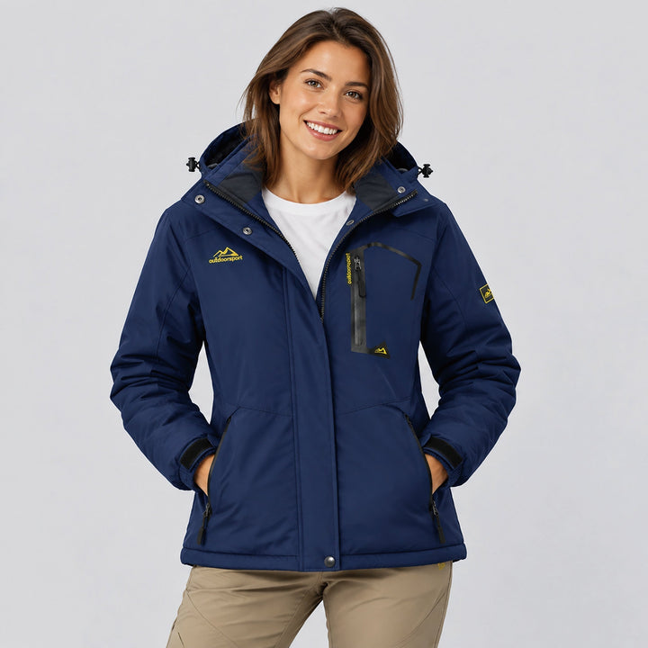 Veste de Ski Femme Imperméable Doublée Polaire à Capuche