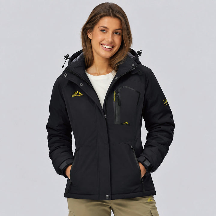 Veste de Ski Femme Imperméable Doublée Polaire à Capuche
