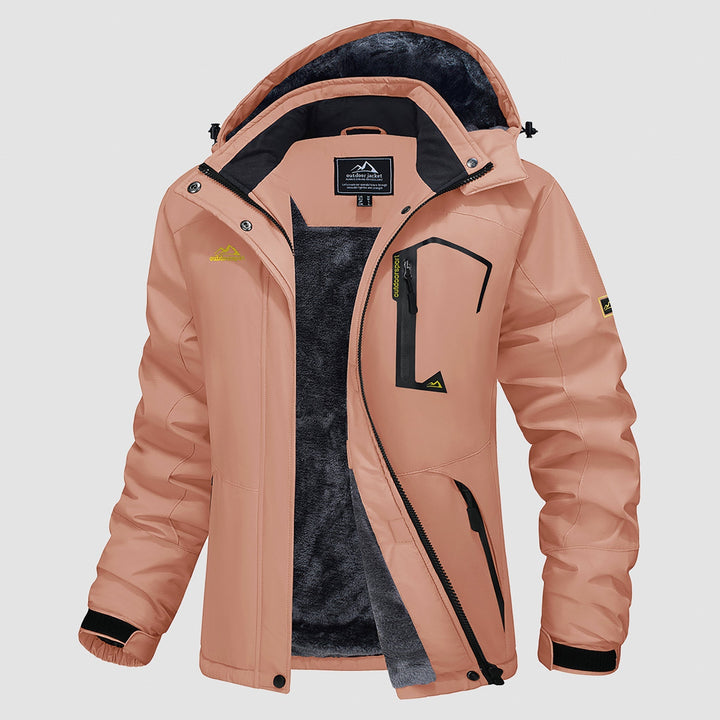 Veste de Ski Femme Imperméable Doublée Polaire à Capuche