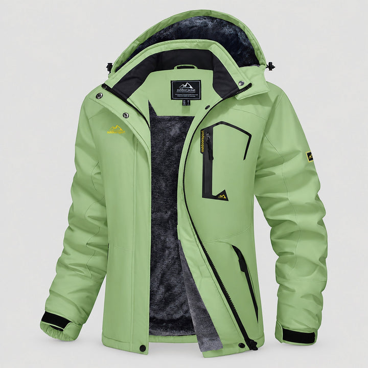 Veste de Ski Femme Imperméable Doublée Polaire à Capuche