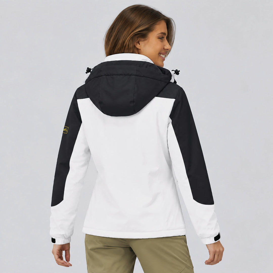 Veste de Ski Femme Imperméable Doublée Polaire à Capuche