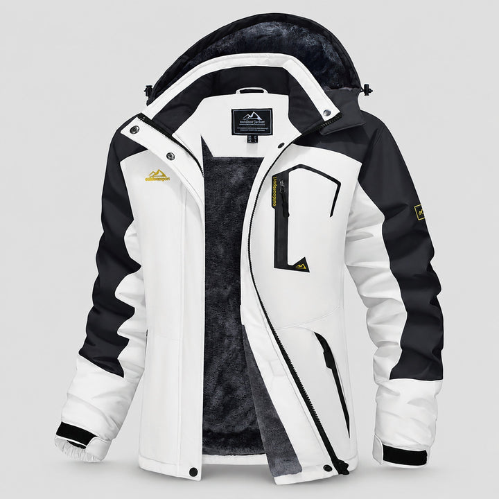 Veste de Ski Femme Imperméable Doublée Polaire à Capuche